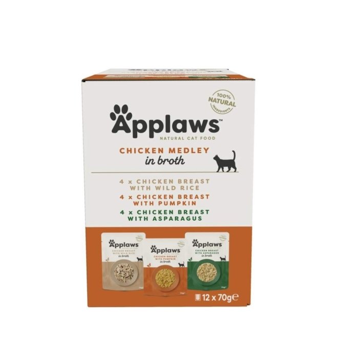 Applaws Cat Chicken broth pouch Multi 12x70g