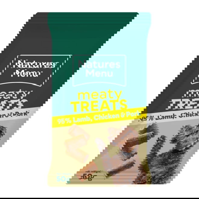 Natures Menu Dog Godbiter med Lam, Kylling og Svinekj&oslash;tt 50g