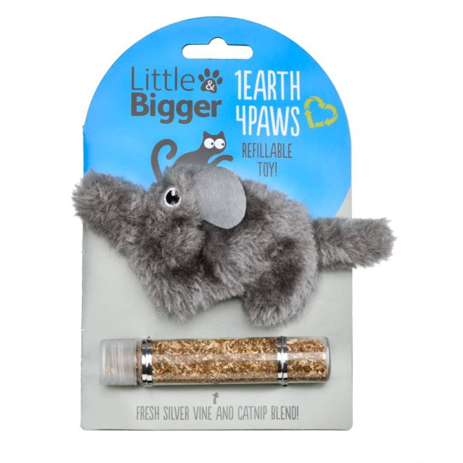 Little&Bigger 1 Earth 4 Paws Katteleke med Kattemynte & S&oslash;lvvinranke Elefant