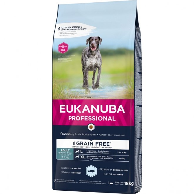 Eukanuba Grain Free Adult Large & Extra Large Breed Ocean Fish, 18 kg