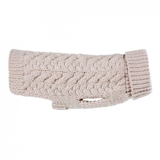 Basic Wool Plait Strikket Hundegenser, hvit