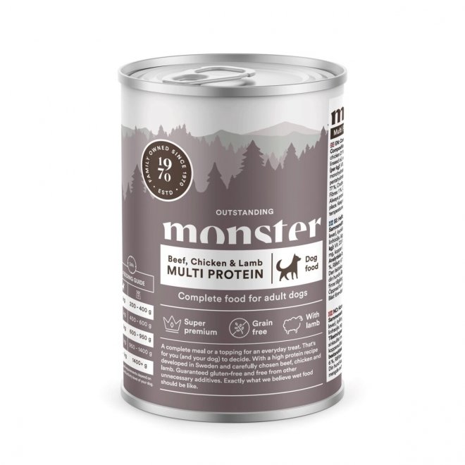 Monster Dog Adult Grain Free Biff, Kylling & Lam 400 g