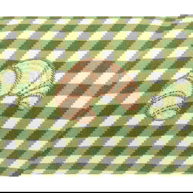 Little&Bigger Breakfast Club Hundeseng gingham gr&oslash;nn croissant