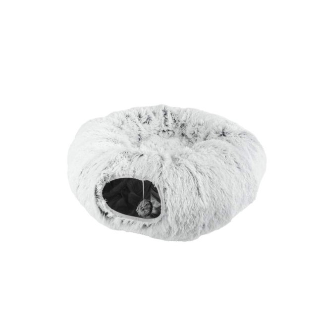 Little&Bigger Fluffy Tunnellseng til katt Hvit