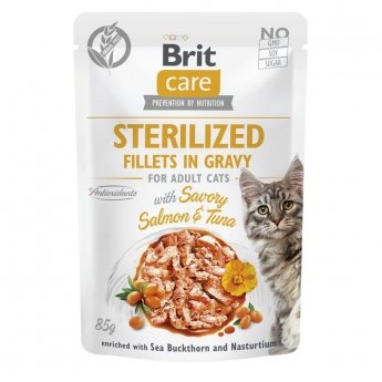 Brit Care Cat Adult Sterilized Lax & Tonfisk i Sås 85 g