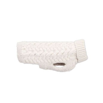 Basic Wool Kabelstickad Hundtröja Vit