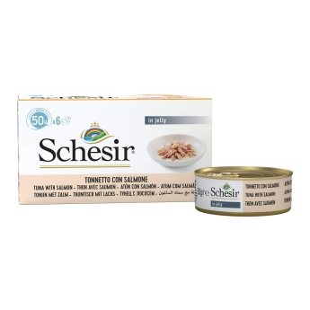 Schesir Cat Adult Blue Deluxe Tonfisk & Lax i Sås 6 x 50 g