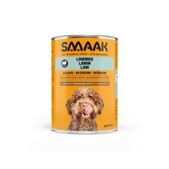 SMAAK Dog Adult Spannmålsfri Skonsam Lamm 400 g