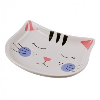 Basic Cat Face Keramikskål för Katt Grå