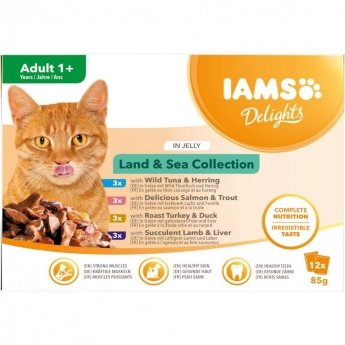 Iams Cat Adult Delights in Jelly Multipack Land & Sea Collection 12x85 g