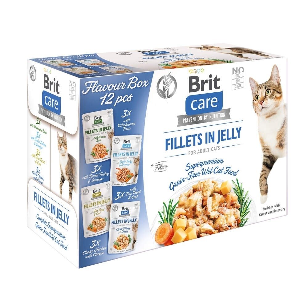 Produktfoto för Brit Care Cat Adult Bitar i Gelé Multipack 12x85 g