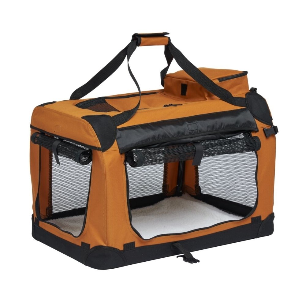 Little&Bigger SoftKennel Hundbur Med Gardiner Nylon Brun (102x69x69cm)