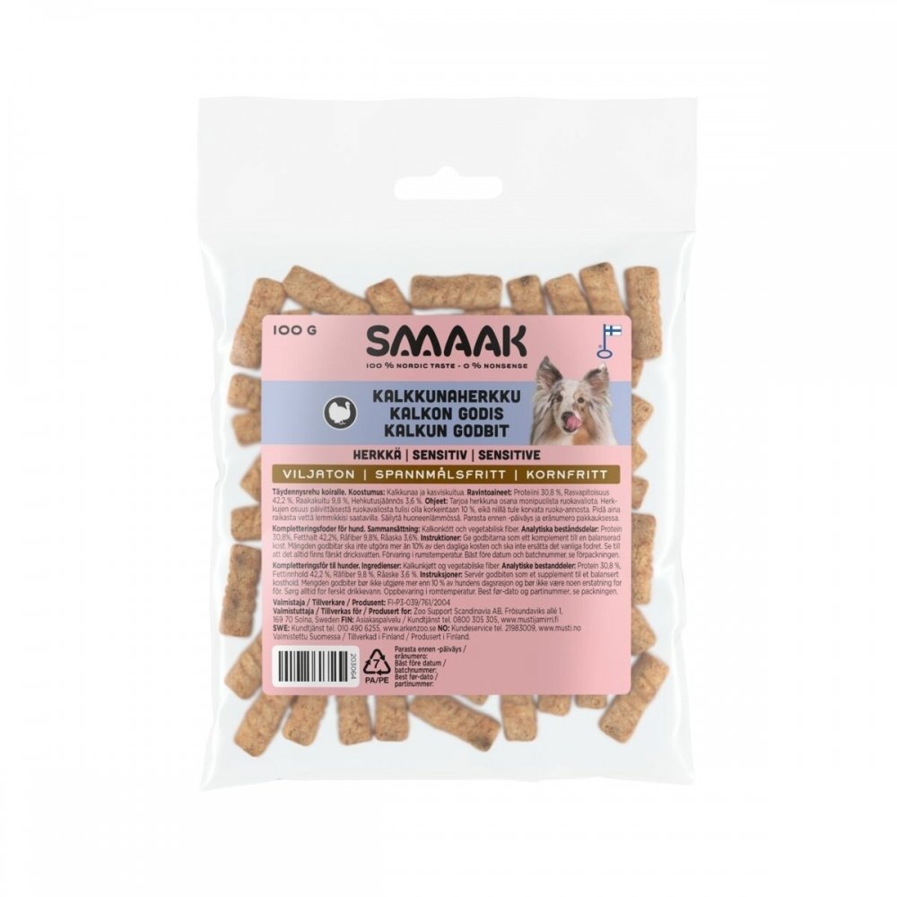 SMAAK Hundgodis Sensitive Kalkon 100 g