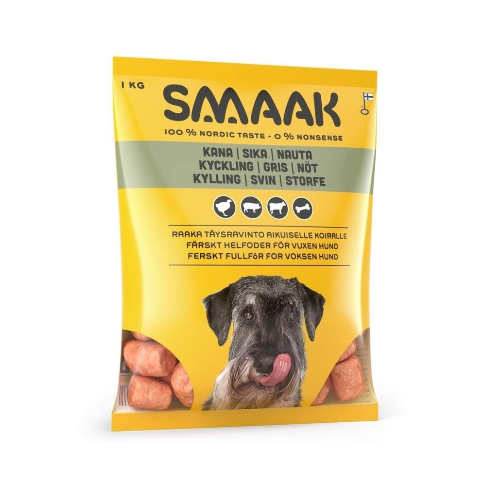 SMAAK Dog Raw Complete Adult Kyckling Gris & Nötvom 1 kg