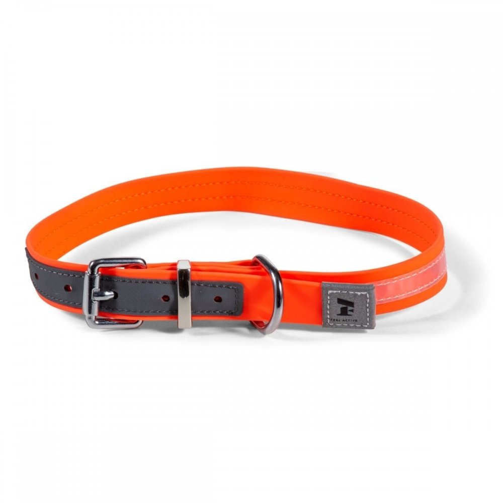 Feel Active Vattentätt Hundhalsband med Reflex Orange (2 x 38 - 46cm)