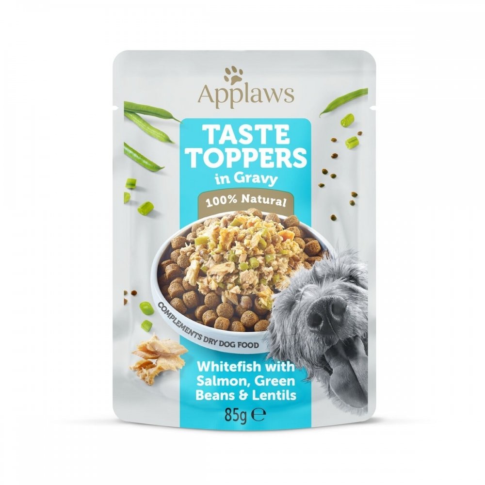 Applaws Taste Toppers White fish with Salmon Green beans & Lentils 85 g