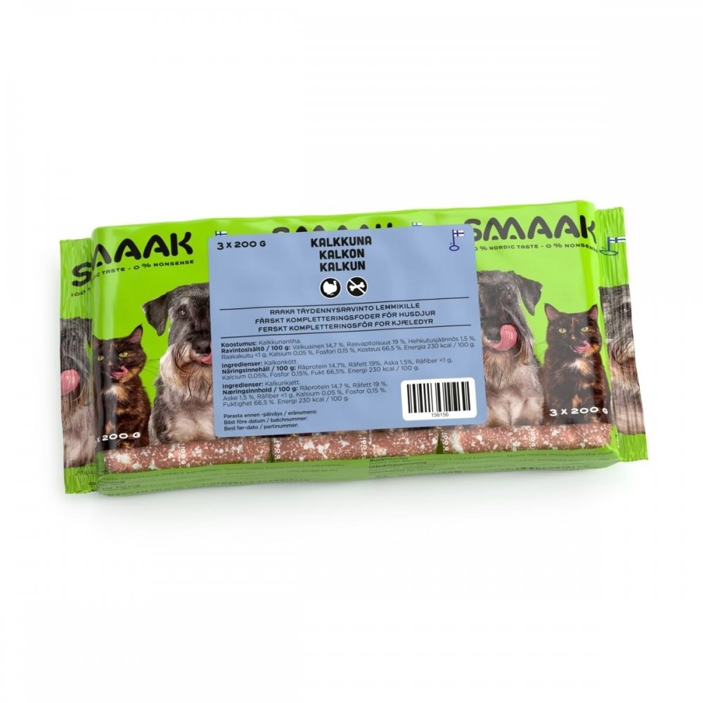 SMAAK Raw Complementary Kalkon (3 x 200 g)