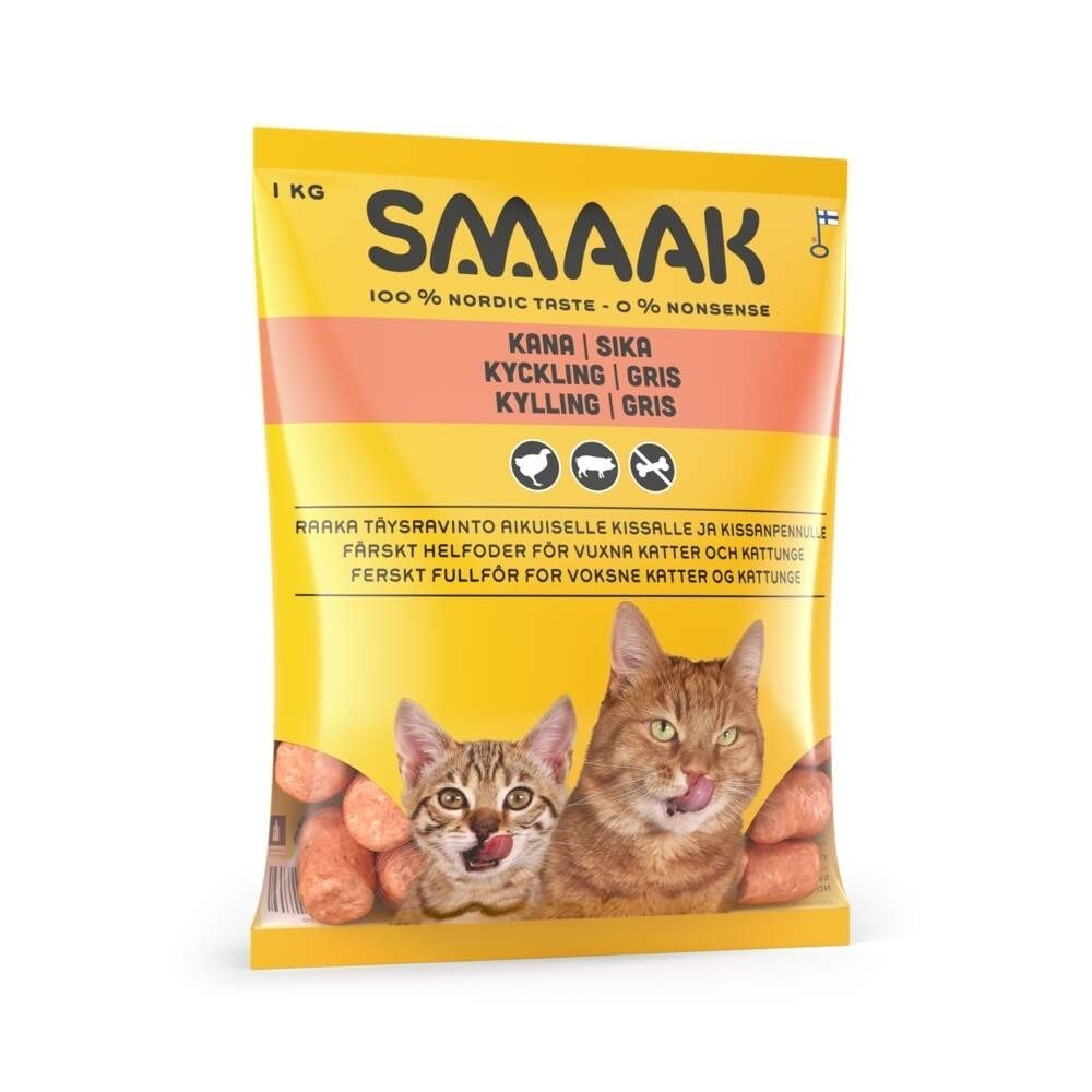 SMAAK Cat & Kitten Raw Complete Kyckling & Gris 1 kg