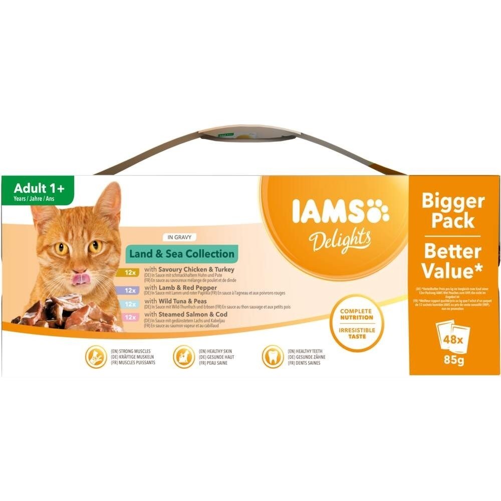 Iams Cat Adult Delights in Gravy Multipack Land & Sea Collection 48×85 g
