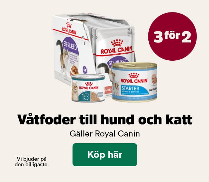 3 f&ouml;r 2 p&aring; Royal Canin v&aring;tfoder till hund och katt t o m 3 maj, visa produkter