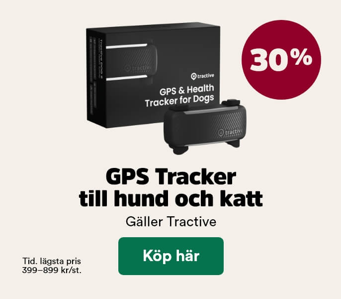 30% p&aring; Tractive GPS till hund och katt t o m 3 maj, visa produkter