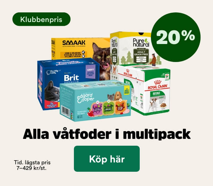 20% p&aring; alla v&aring;tfoder i multipack f&ouml;r medlemmar t o m 30/8 - k&ouml;p h&auml;r