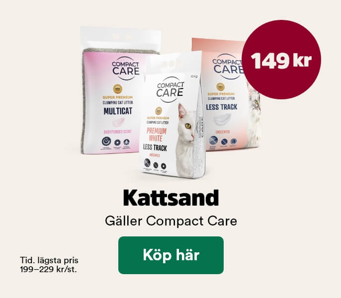 149 kr f&ouml;r Compact Care kattsand t o m 1/2 2026