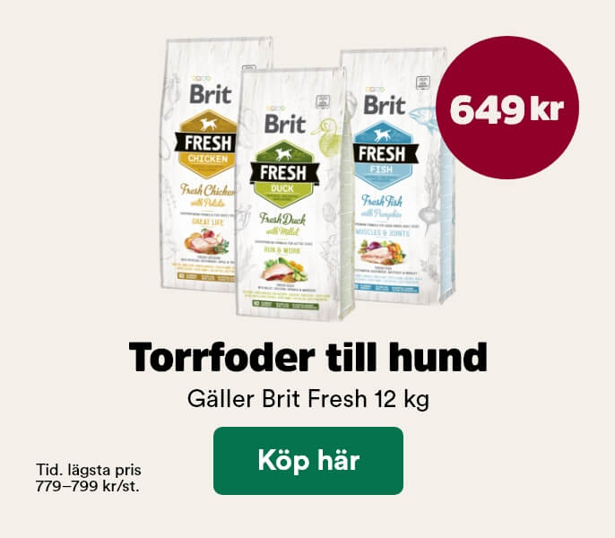 649 kr f&ouml;r Brit Fresh stora p&aring;sar till hund t o m 1/2 2026