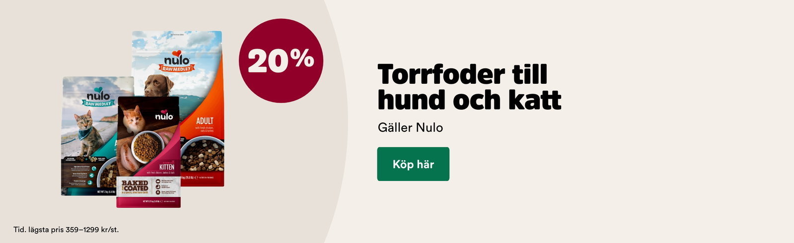 20% p&aring; Nulo torrfoder till hund och katt t o m 1 november, k&ouml;p h&auml;r