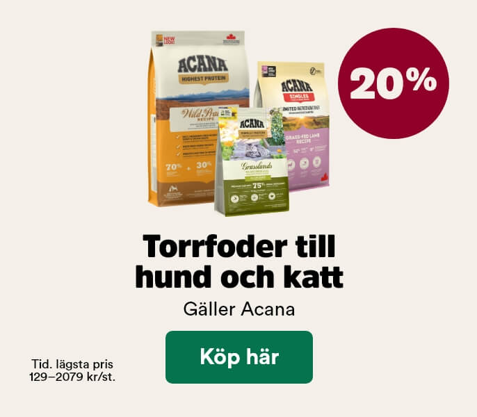20% p&aring; Acana torrfoder till hund och katt t o m 3 maj, visa produkter