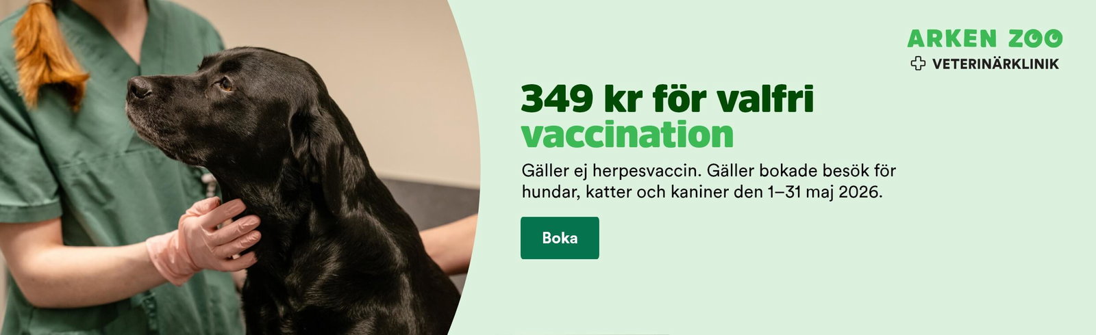 349 kr f&ouml;r valfri vaccination hos Arken Zoo veterin&auml;rklinik, l&auml;s mer h&auml;r