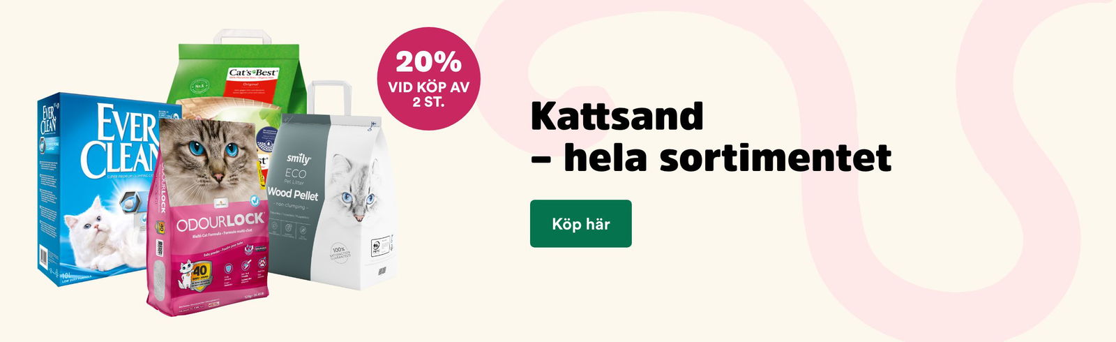 Kattsandsfest 20% rabatt vid köp av 2 t o m 28/9. Köp här. (Visas på Arken Zoo Start)