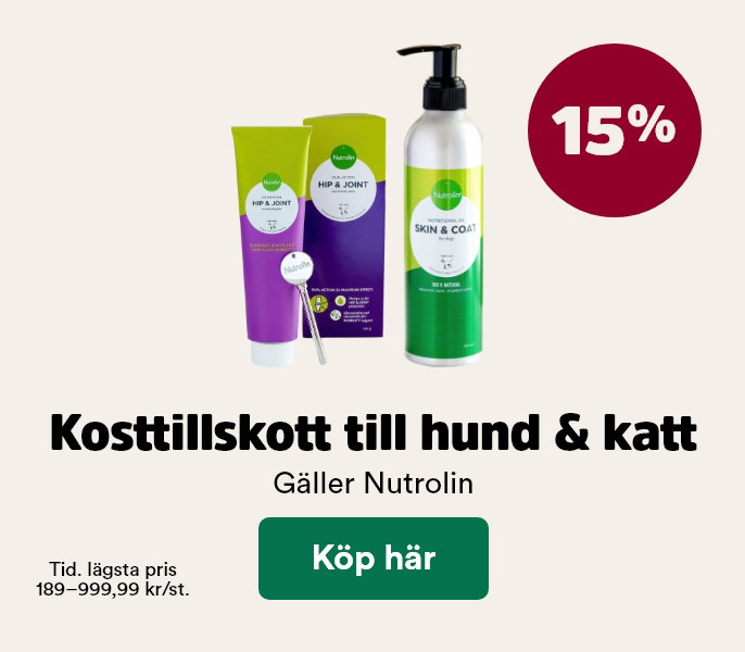 15% p&aring; Nutrolin kosttillskott till hund och katt t o m 2 augusti, k&ouml;p h&auml;r