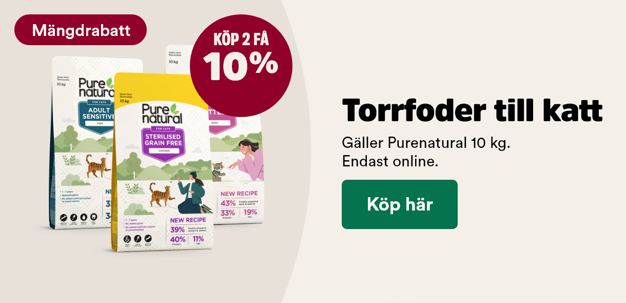 Mängdrabatt på Purenatural torrfoder till katt och hund stora säckar
