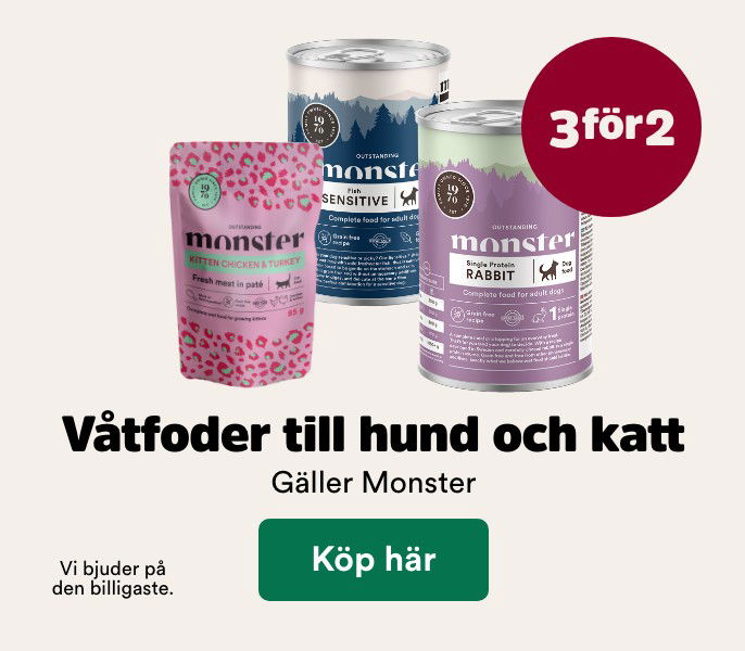 3 f&ouml;r 2 p&aring; Monster v&aring;tfoder till hund och katt t o m 29/3. K&ouml;p h&auml;r
