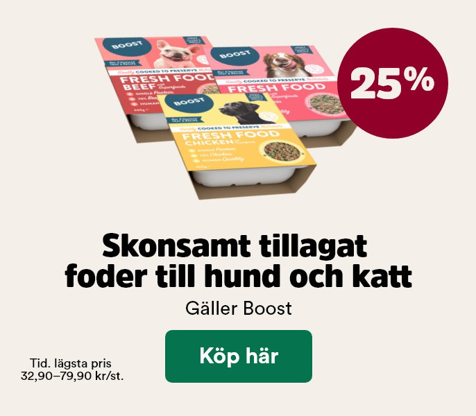 25% p&aring; Boost, skonsamt tillagad hundmat och kattmat t o m 2 augusti, k&ouml;p h&auml;r