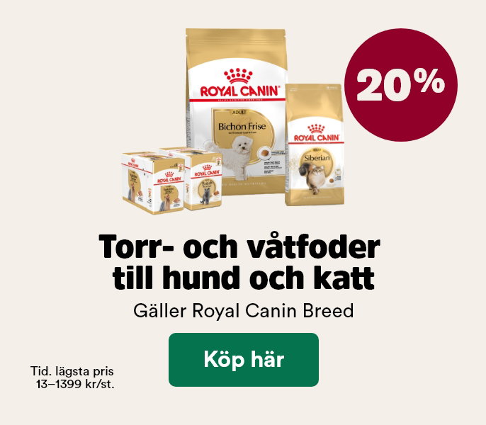 20% p&aring; Royal Canin Breed f&ouml;r hund och katt t o m 2 augusti, k&ouml;p h&auml;r