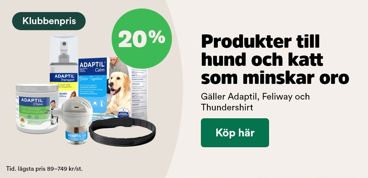 20% p&aring; Feliway, Adaptil & Thundershirt f&ouml;r Klubbenmedlemmar t o m 31/12 2025 K&ouml;p h&auml;r