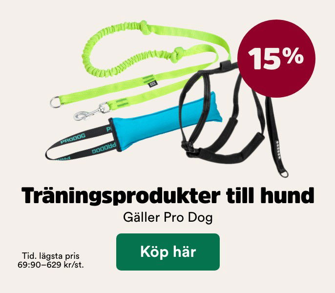15% p&aring; Pro Dog tr&auml;ningsprodukter till hund t o m 29/3. K&ouml;p h&auml;r