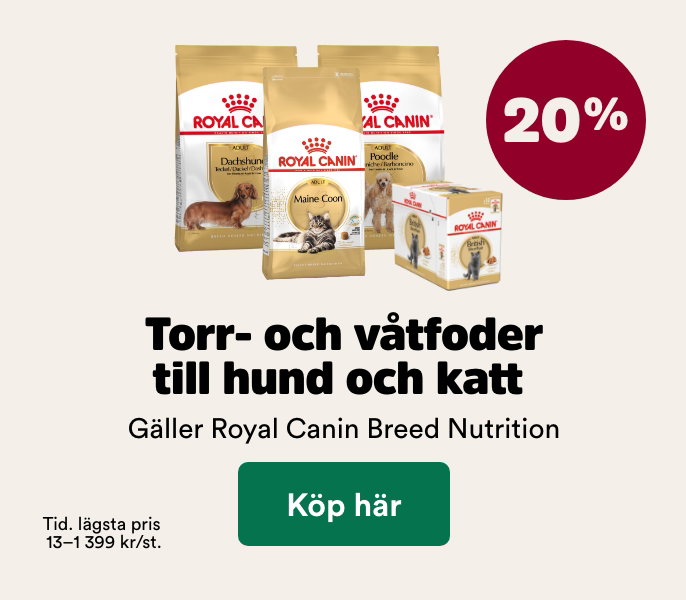 20% p&aring; Royal Canin Breed Nutrition f&ouml;r hund och katt t o m 4/10, k&ouml;p h&auml;r