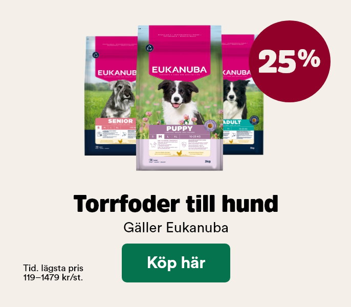 25% p&aring; Eukanuba torrfoder till hund t o m 28/6 - visa produkter