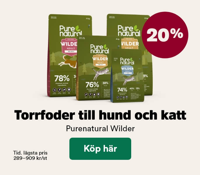 20% p&aring; nya Purenatural Wilder torrfoder till hund och katt t o m 3 maj, visa produkter