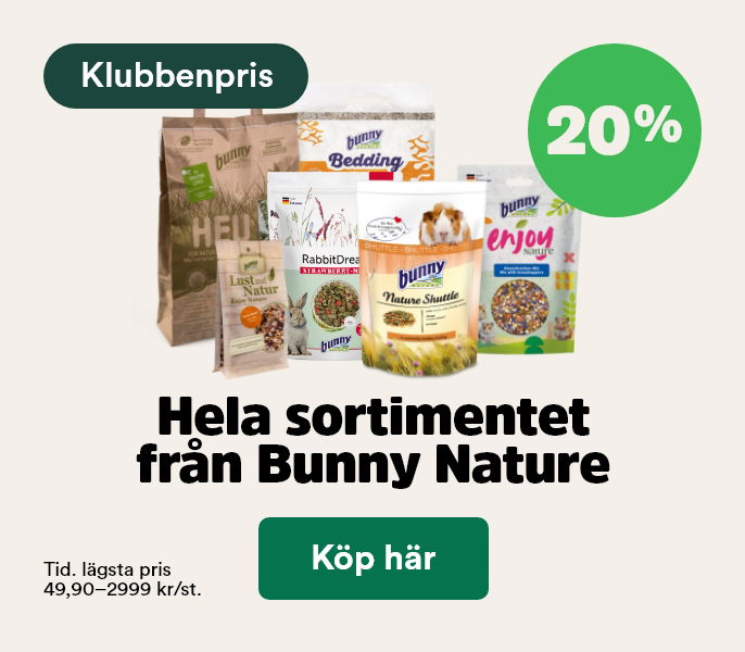 20% p&aring; Bunny Nature f&ouml;r sm&aring;djur f&ouml;r Klubbenmedlemmar t o m 31/1 2026