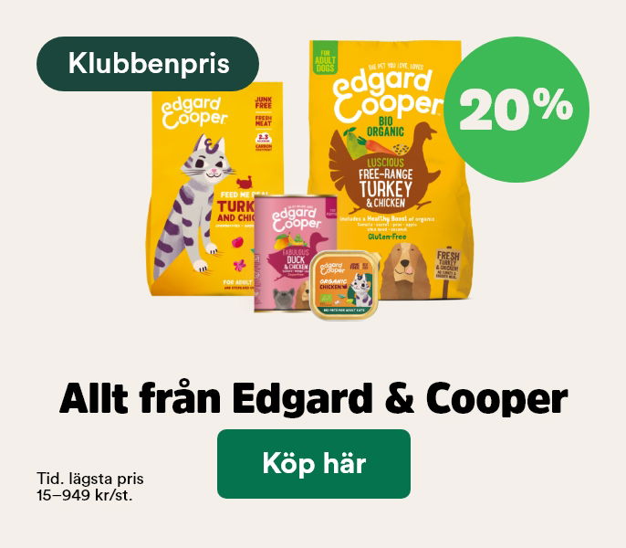20% p&aring; Edgard&Cooper till hund och katt f&ouml;r klubbenmedlemmar t o m 1/3 - k&ouml;p h&auml;r