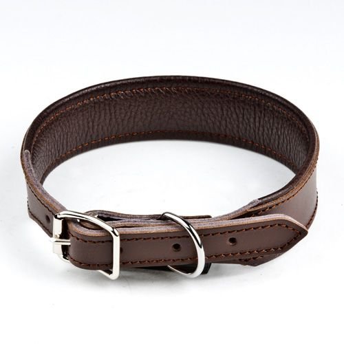 Feel Leather Basic Wide Läderhalsband Brun (35 x 55 cm)