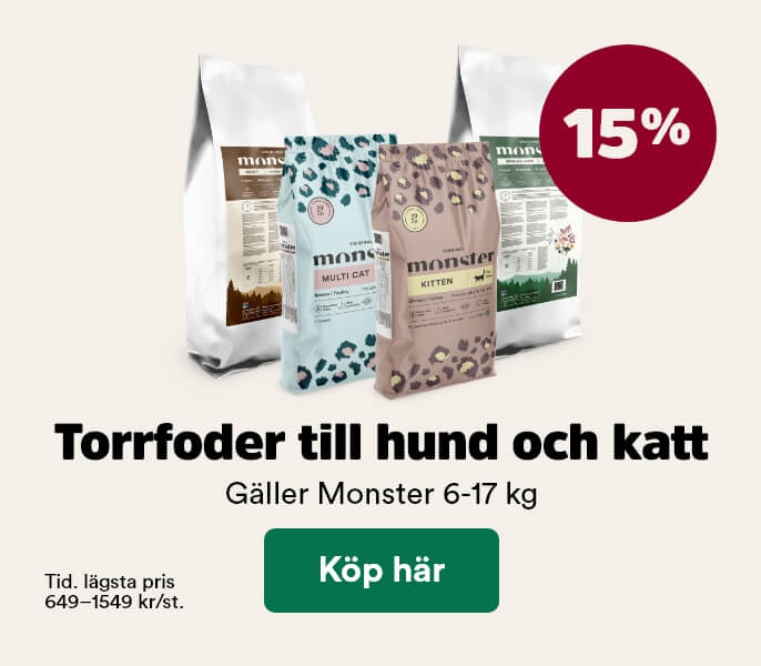 15% p&aring; Monster stora p&aring;sar torrfoder t o m 1/2 2026