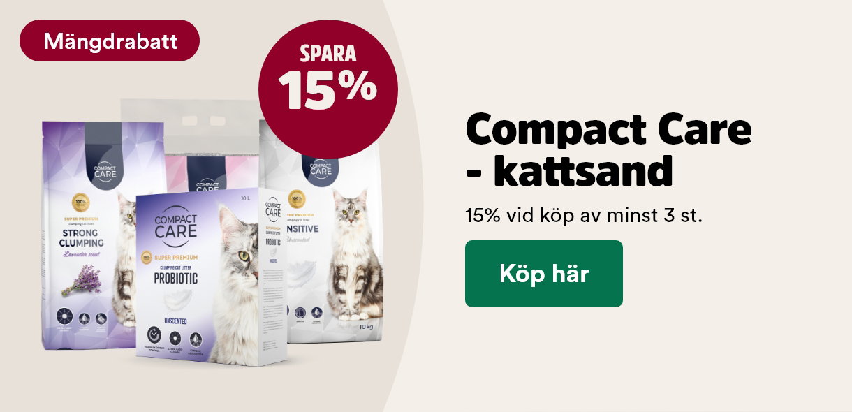 M&auml;ngdrabatt p&aring; Compact Care kattsand, k&ouml;p minst 3 och f&aring; 15% rabatt