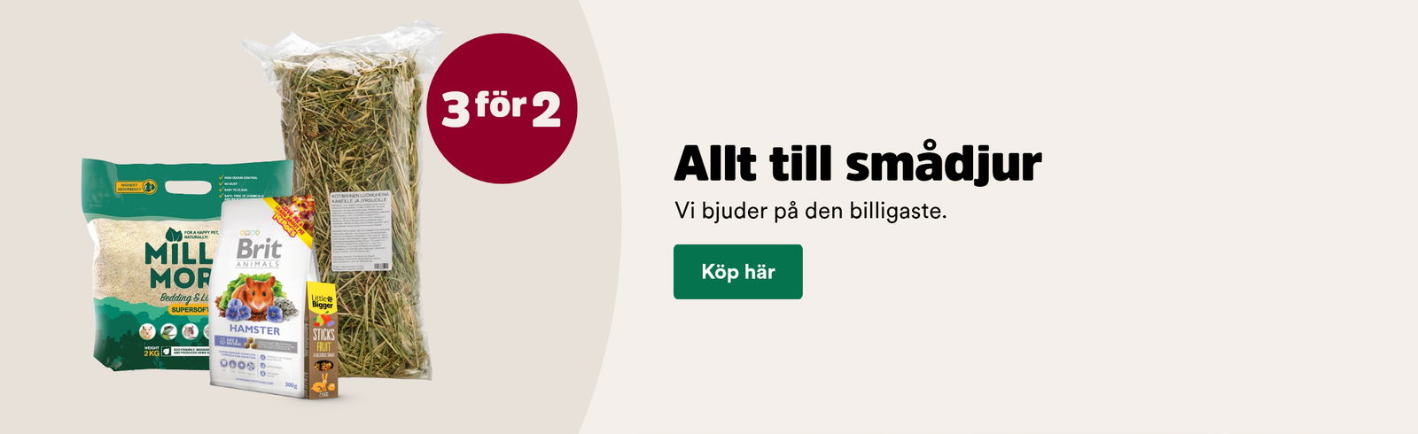 3 f&ouml;r 2 p&aring; allt till sm&aring;djur t o m 1/3 - k&ouml;p h&auml;r