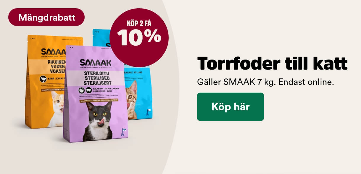 Mängdrabatt på SMAAK torrfoder till katt och hund stora säckar