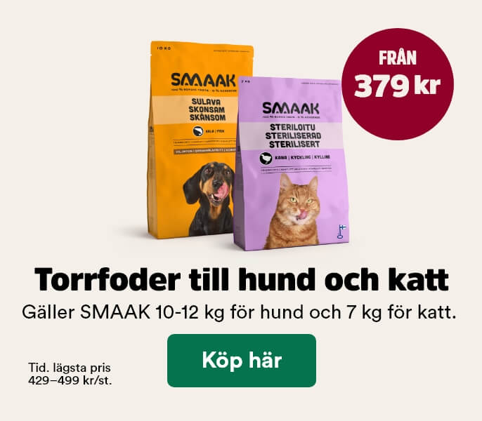 Superpris p&aring; SMAAK stora p&aring;sar torrfoder till hund och katt t o m 1/2 2026